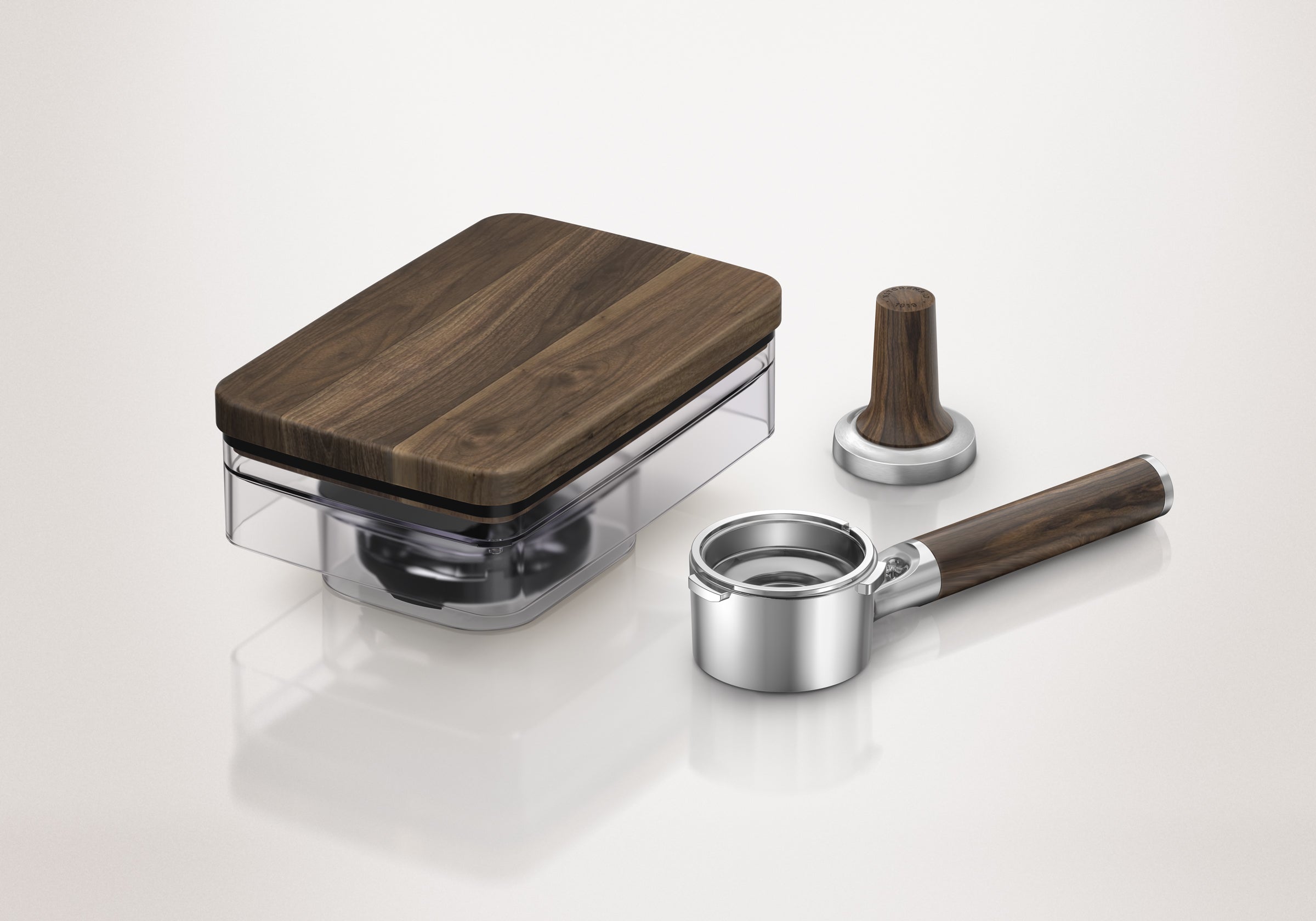 Semi Automatic Espresso Machine & Walnut Wood Accessories Bundle