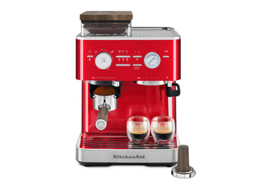 Semi Automatic Espresso Machine & Walnut Wood Accessories Bundle