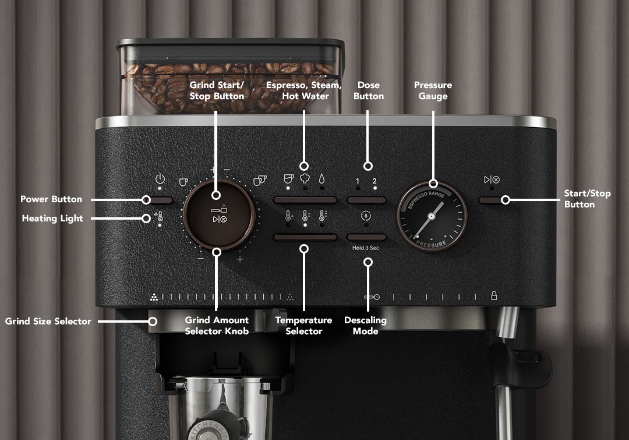 Semi Automatic Espresso Machine with Burr Grinder