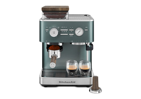 Semi Automatic Espresso Machine & Walnut Wood Accessories Bundle