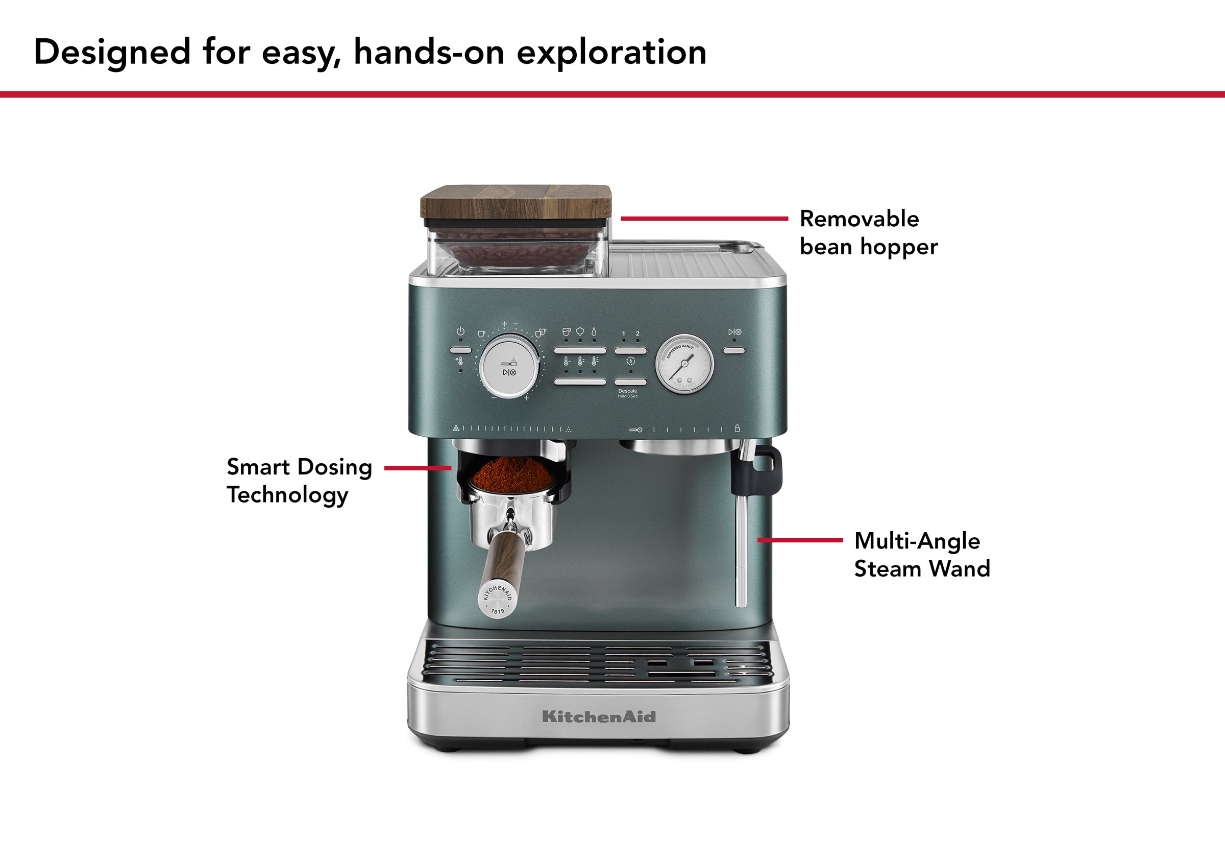 Semi Automatic Espresso Machine & Walnut Wood Accessories Bundle