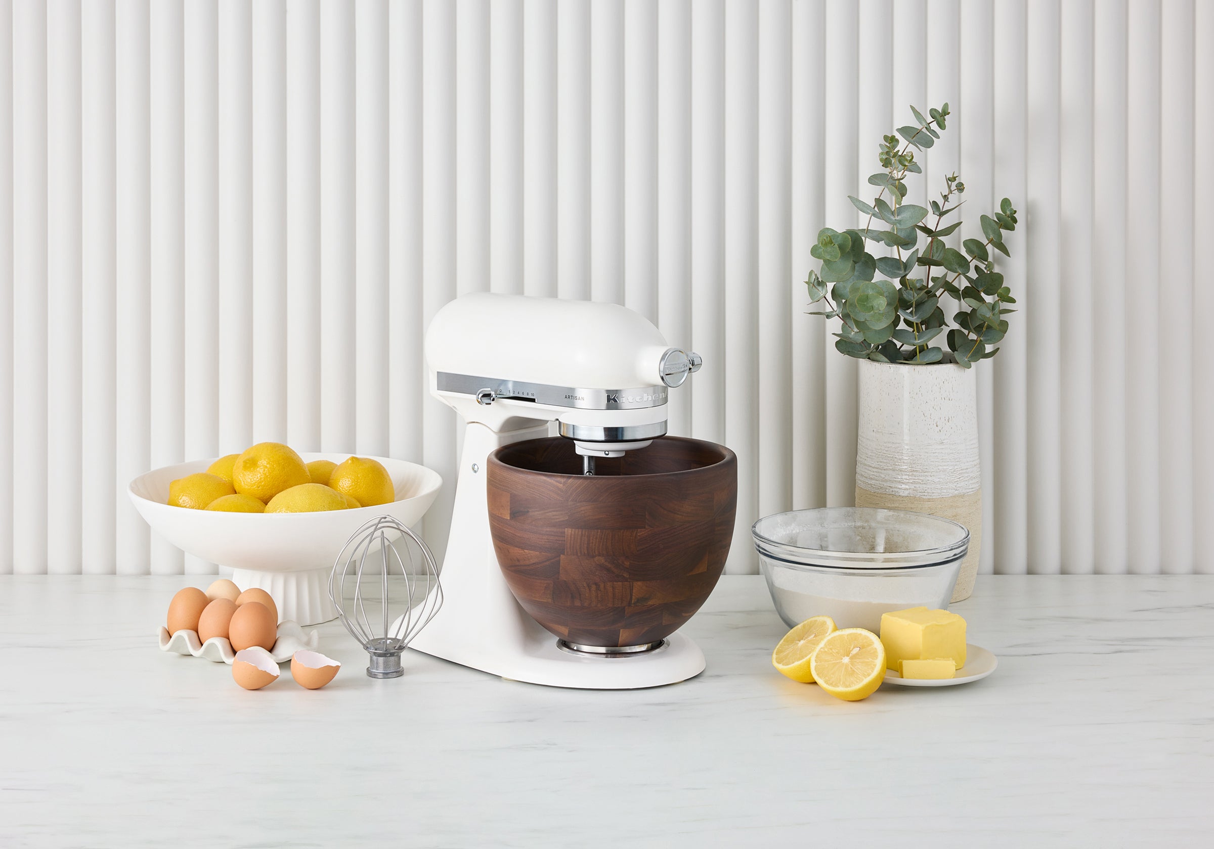 Artisan Tilt-Head Stand Mixer with Walnut Wood Bowl KSM156