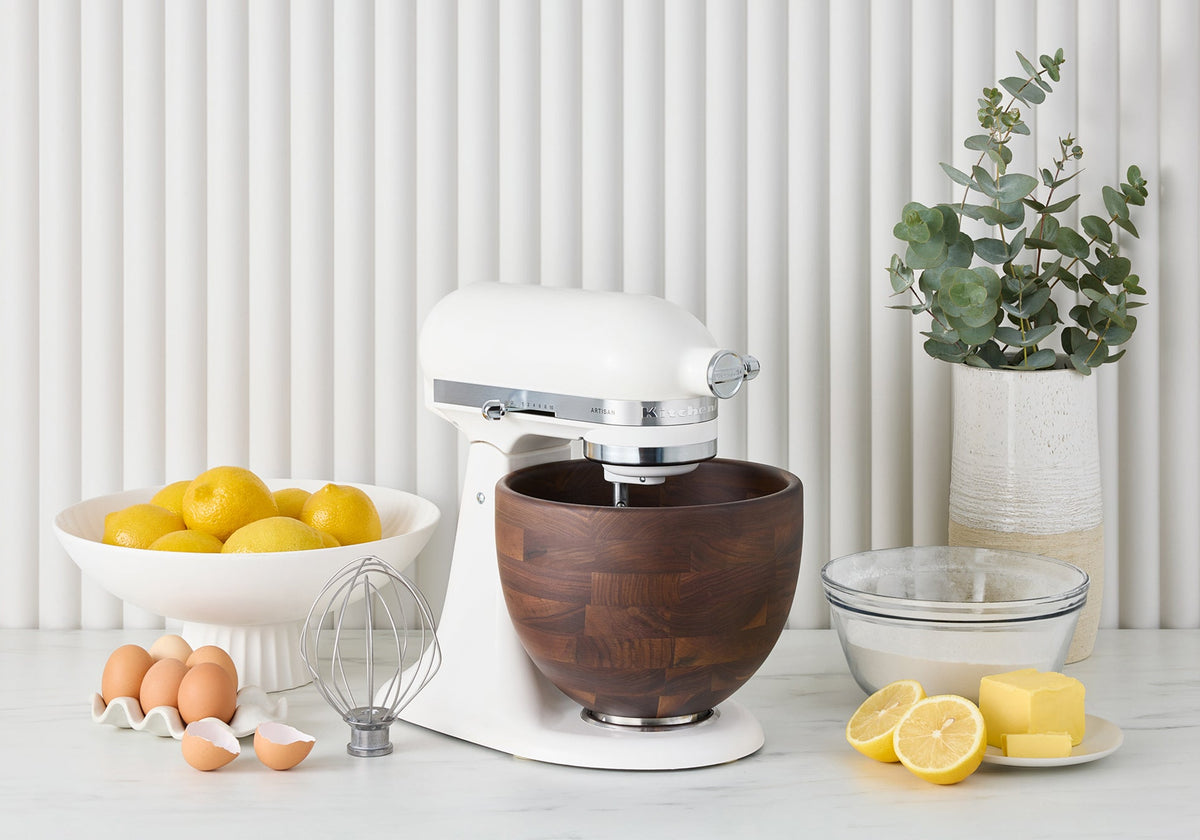 First Mixer Artisan Tilt-Head Stand Mixer with Walnut Wood Bowl KSM156 | KitchenAid ...