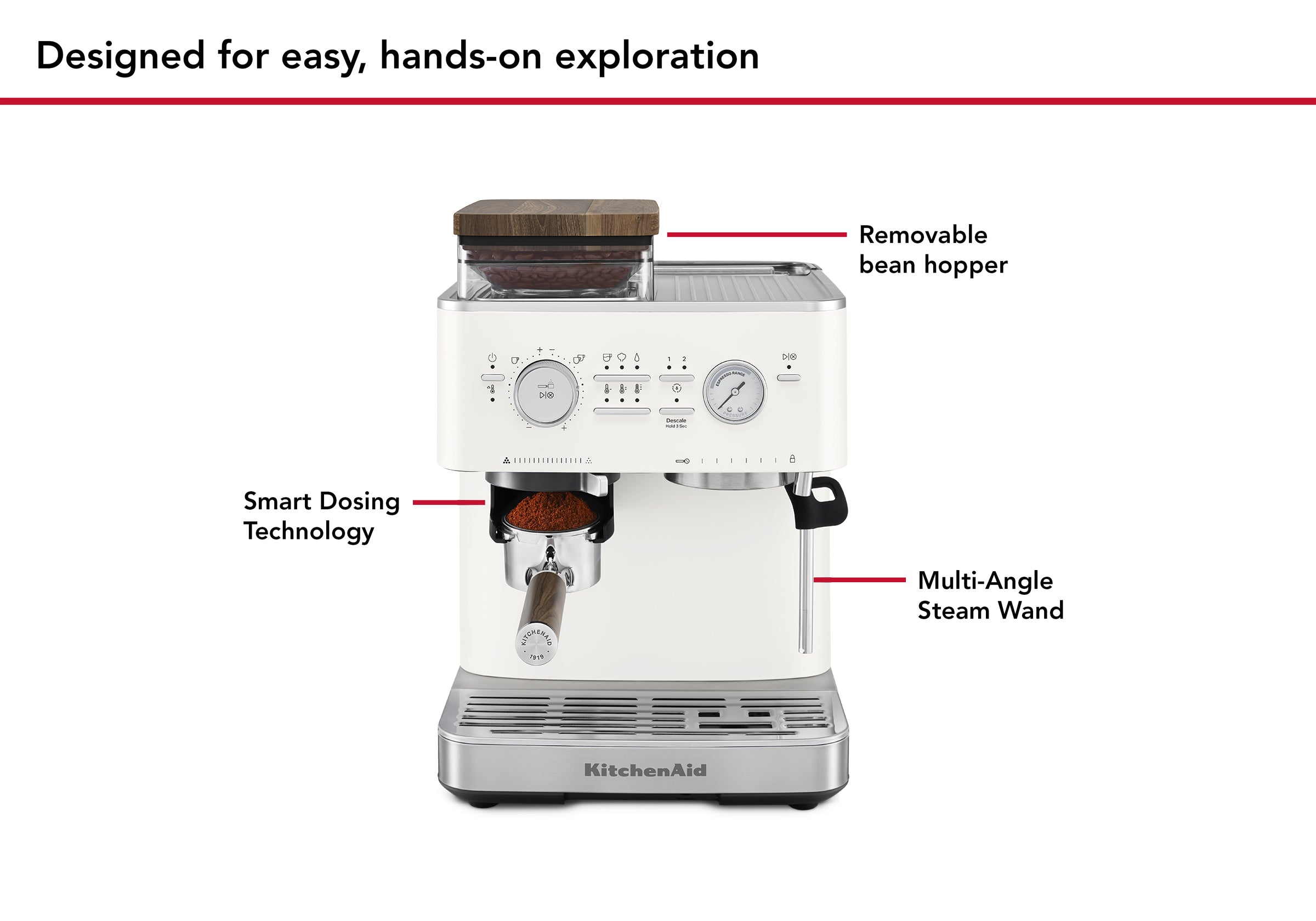 Semi Automatic Espresso Machine & Walnut Wood Accessories Bundle