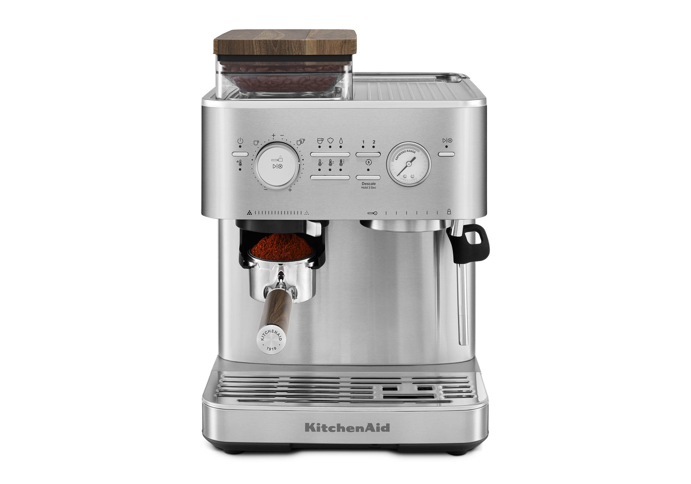 Semi Automatic Espresso Machine & Walnut Wood Accessories Bundle