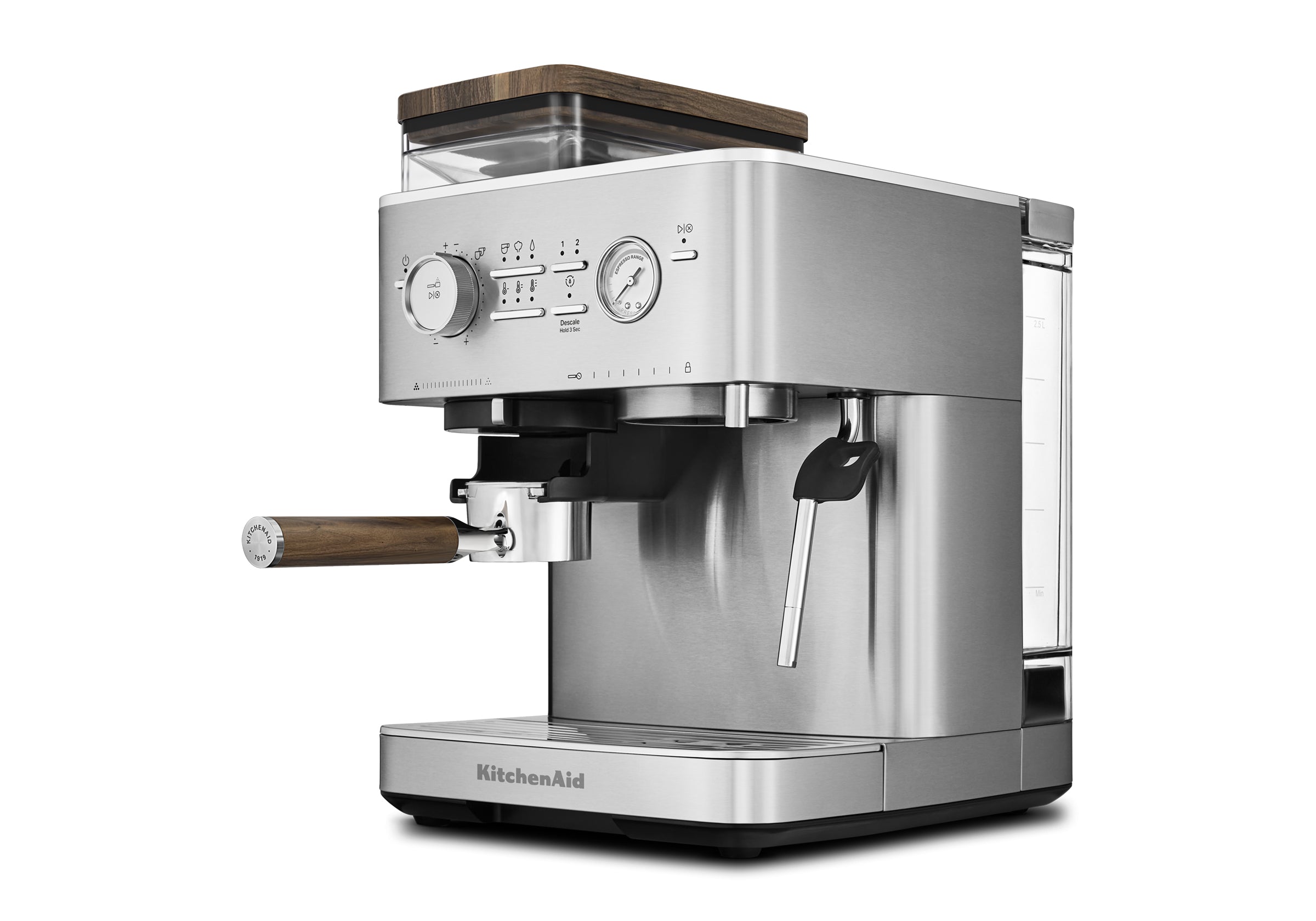 Semi Automatic Espresso Machine & Walnut Wood Accessories Bundle