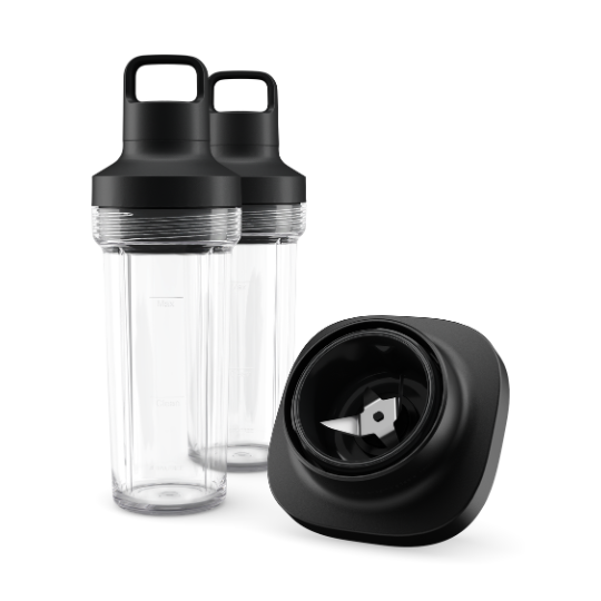 2 x 500ml personal blender jar with travel lids and blade assembly